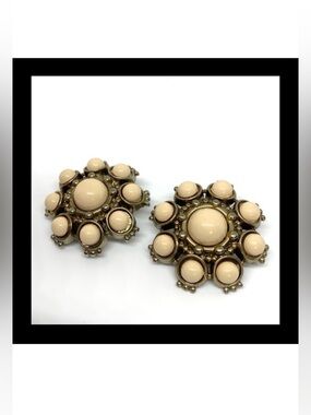 Vintage 50’s 60’s Style Art Deco Floral Cluster Statement Earrings